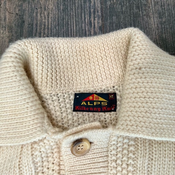 Vintage Alps Kilkenny Knit Irish 100% Pure Wool Hand Loomed Collar Sweater Sz XL - Picture 8 of 8